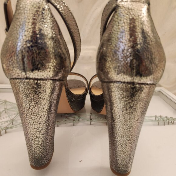 Ralph Lauren Silver/Gun Metal Platform Heeled Sandals. NWOB. Size 8.5 - Picture 4 of 10